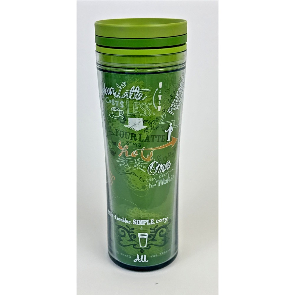 2009 Starbucks Tumbler Cup Green 28% Post-Consumer Recycled Content 20 ounces